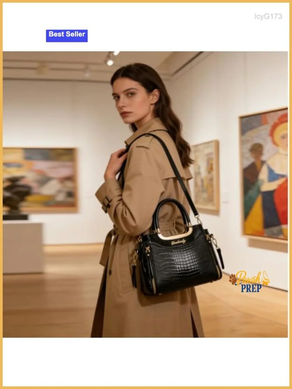 PU Patent Leather Crocodile Pattern Satchel Handbag Women Shoulder Crossbody